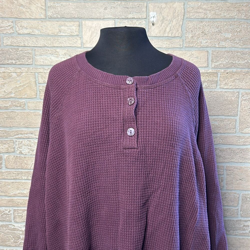 Old Navy Purple Waffle Print Henley Shirt Size 4X